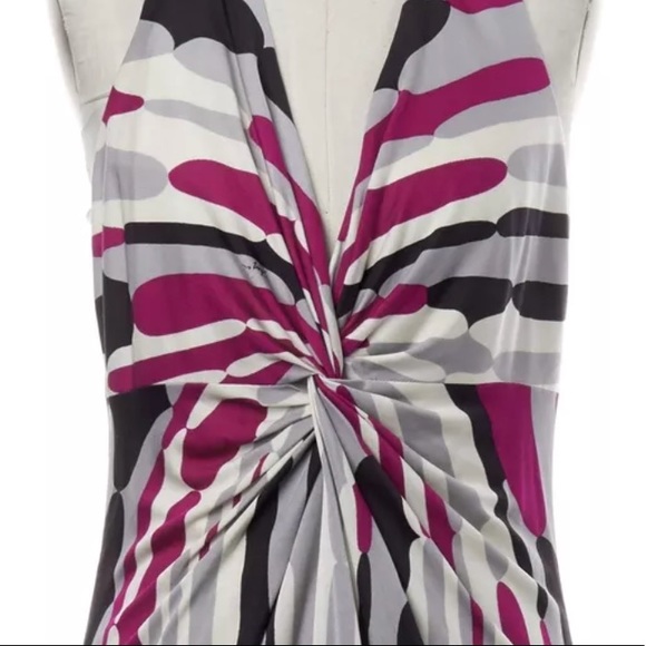Trina Turk Silk Halter Abstract Print Sheath Dress - Picture 3 of 8